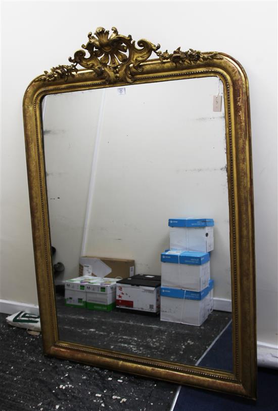 A 19th century French giltwood overmantel mirror, W.4ft H.5ft 8in.